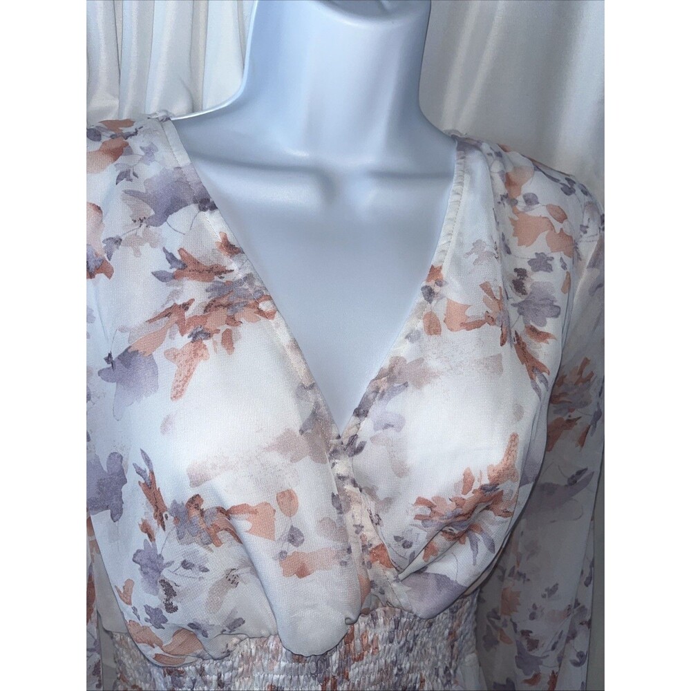 Area Stars Women’s Sateen Floral Dress Size M Chiffon Boho Feminine Coquette - Picture 5 of 10